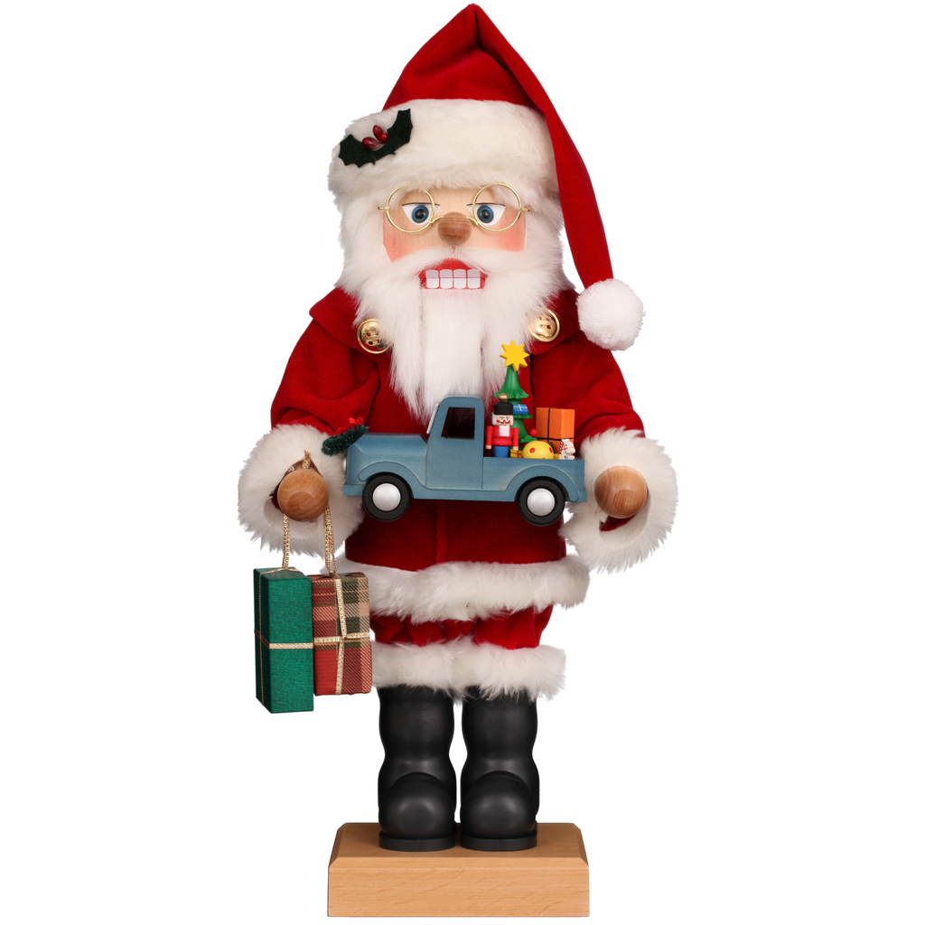 Christian Ulbricht Santa With Blue Truck and Gifts Premium Nutcracker Christmas Decoration - The Well Appointed House
