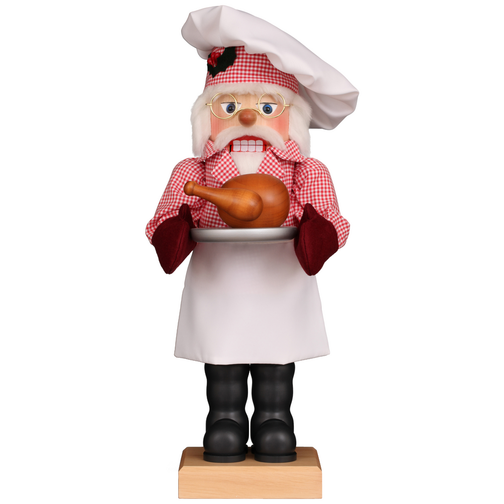 Christian Ulbricht Chef Santa With Turkey Premium Nutcracker Christmas Decoration - The Well Appointed House