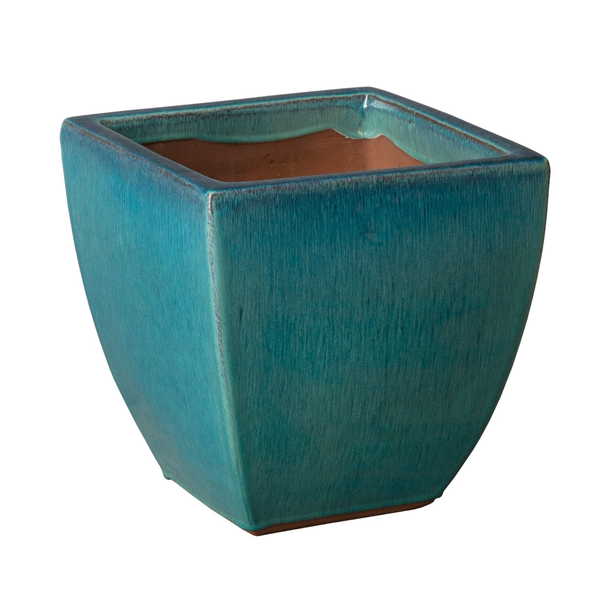 glazed ceramic flower pots Square Planter Small, Teal 12x12"H