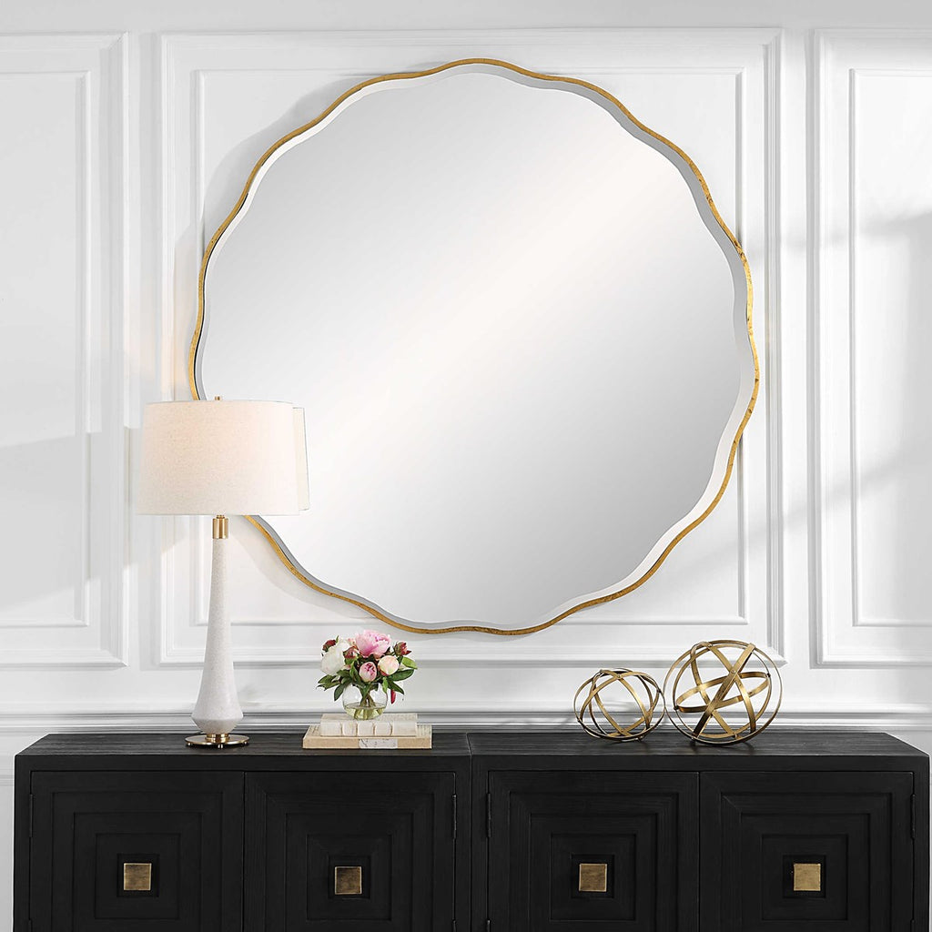 Aneta Large Round Mirror in Gold - The Well Appointed House