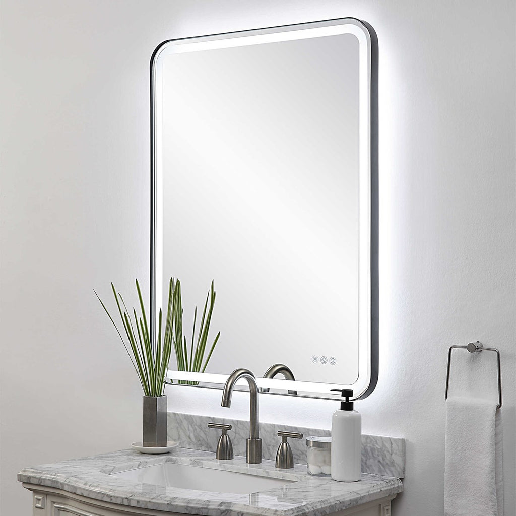 Crofton Lighted Large Mirror in Black - The Well Appointed House