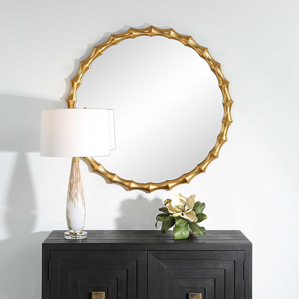 Nacala Round Mirror in Gold Leaf - The Well Appointed House
