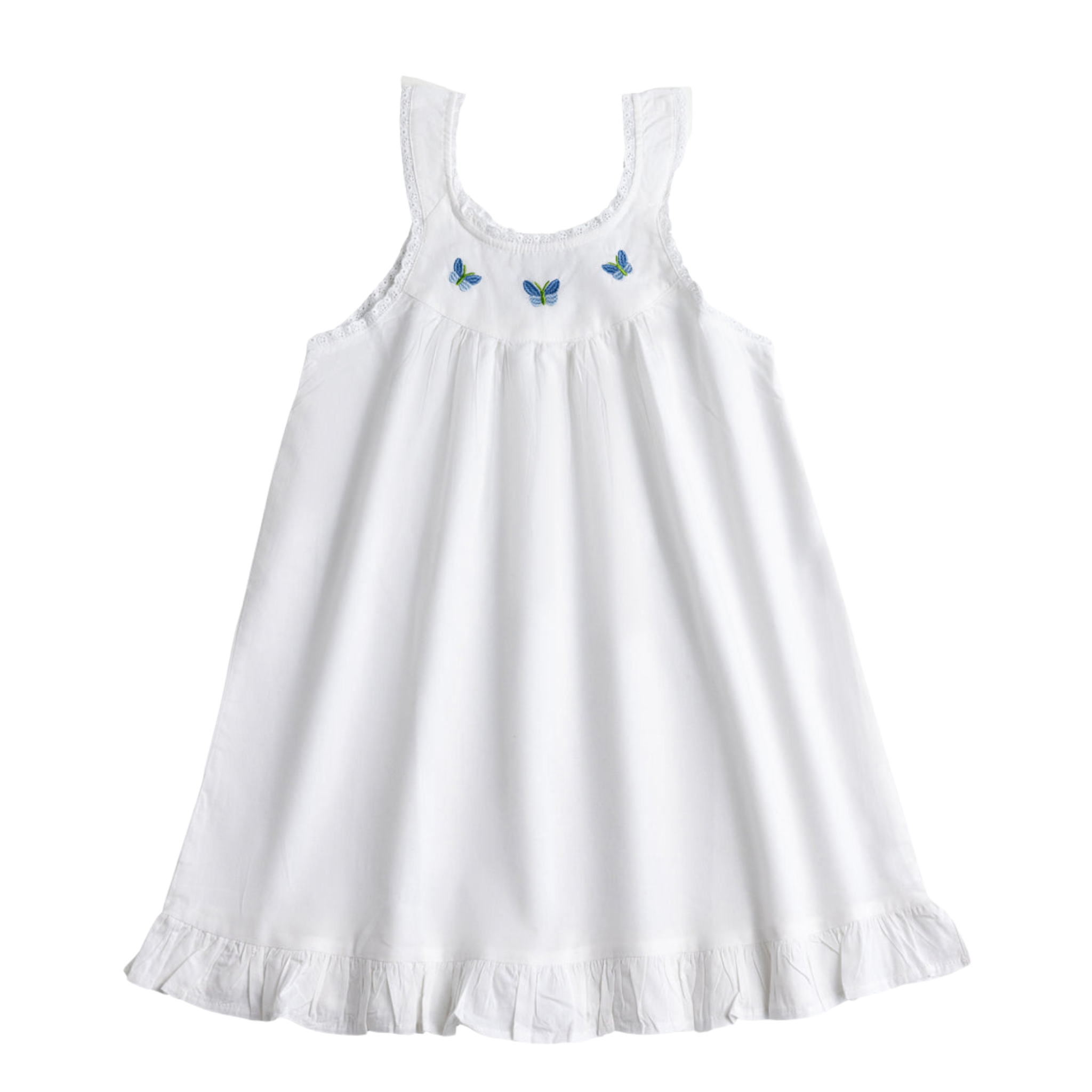 white cotton dress with blue embroidery Rails | Fawn Dress - White Blue Embroidery | Premium Cotton | Size L