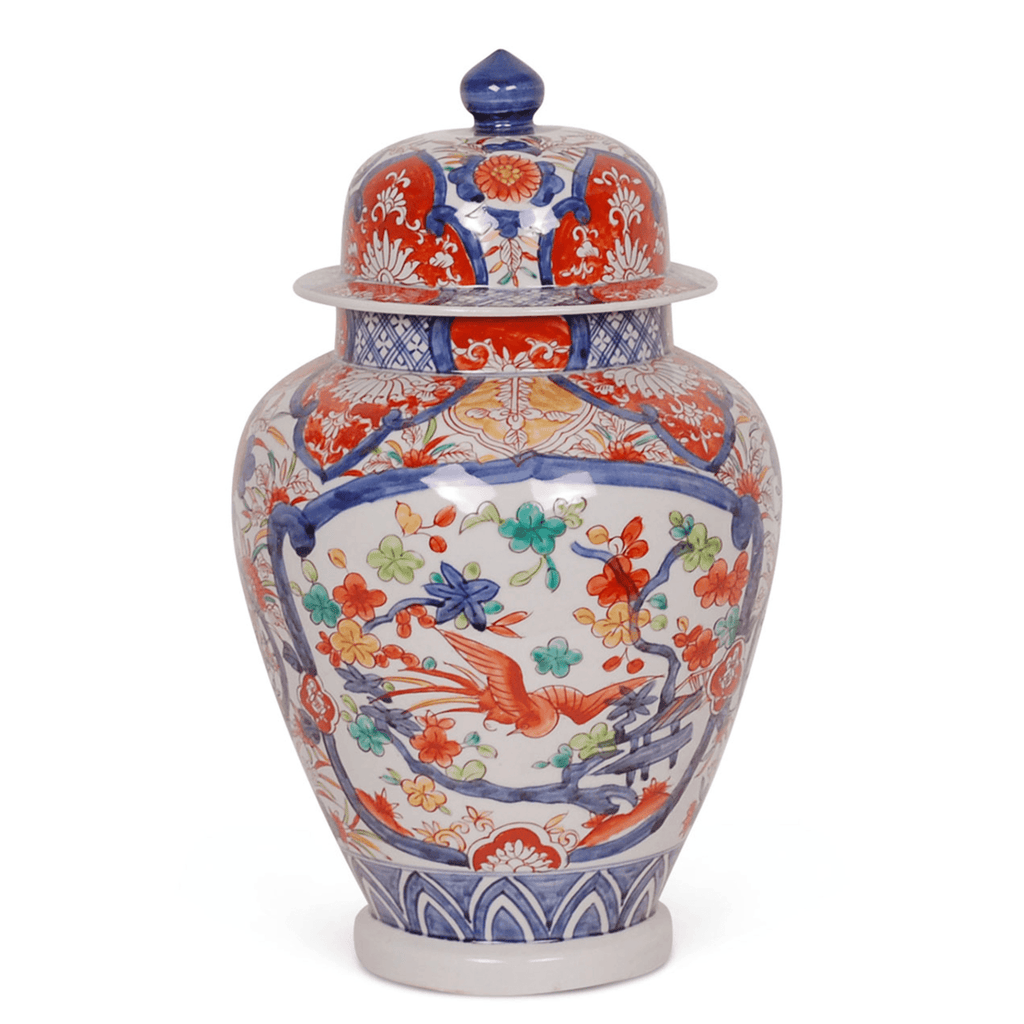 17" Porcelain Imari Design Lidded Jar - Vases & Jars - The Well Appointed House