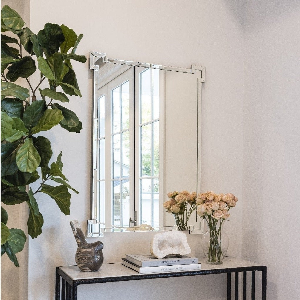 Framed Mirror with Non-Beveled Center Mirror Framed Wall Mirror - The Well Appointed House