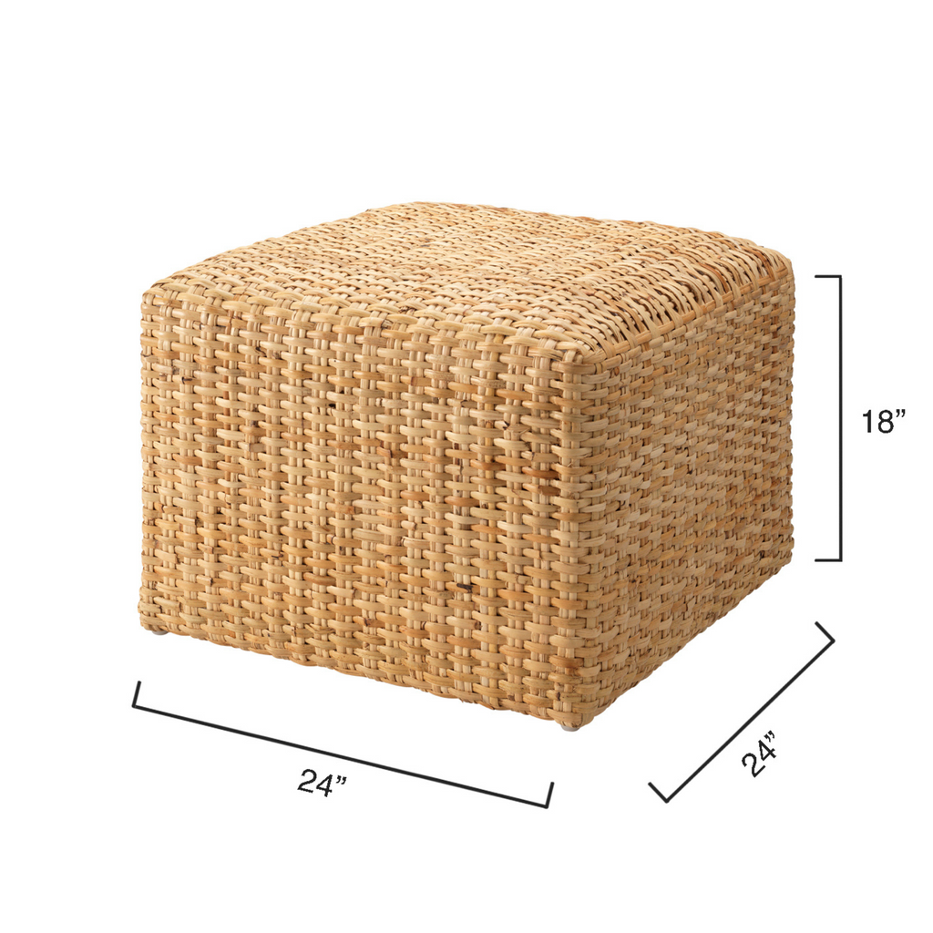 Large Natural Rattan Ottoman - The Well Appointed House