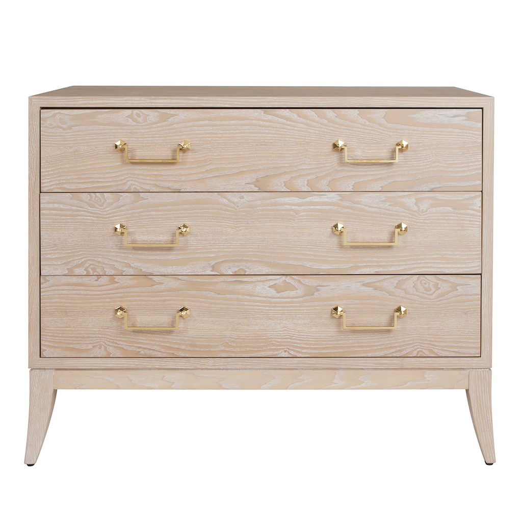 Avis Three Drawer Chest in Light Cerused Oak - The Well Appointed House