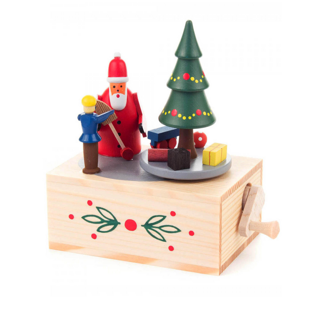 Dregeno Handcrank Music Box Santa with Tree Christmas Decoration - The Well Appointed House