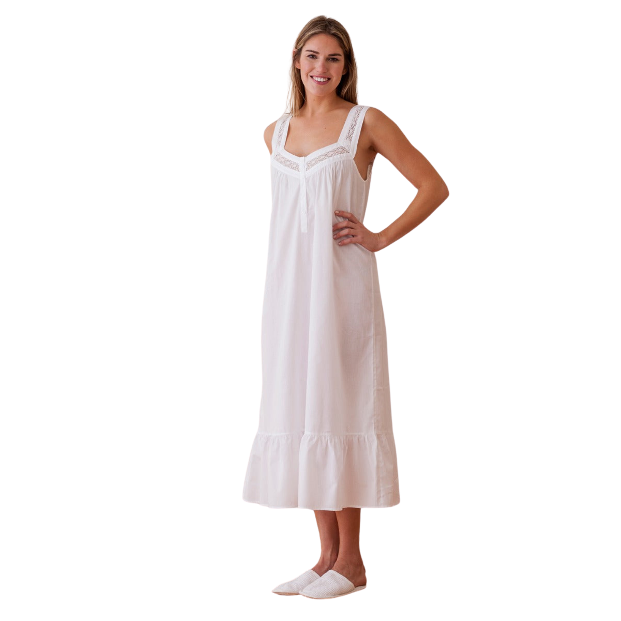 Courtney White Cotton Nightgown Xs Courtney White Cotton Nightgown Xs