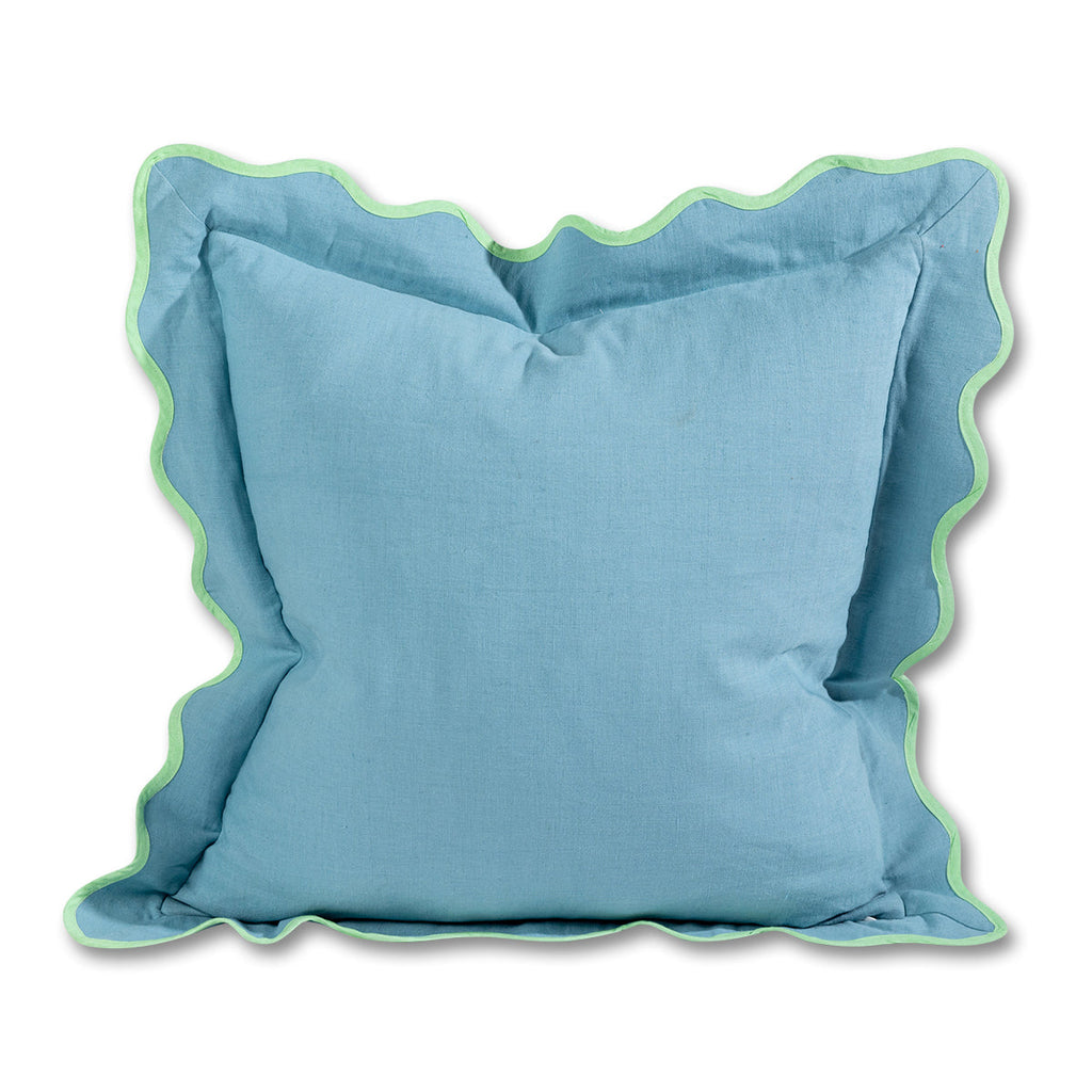 Darcy Linen Pillow in Aqua + Mint - The Well Appointed House