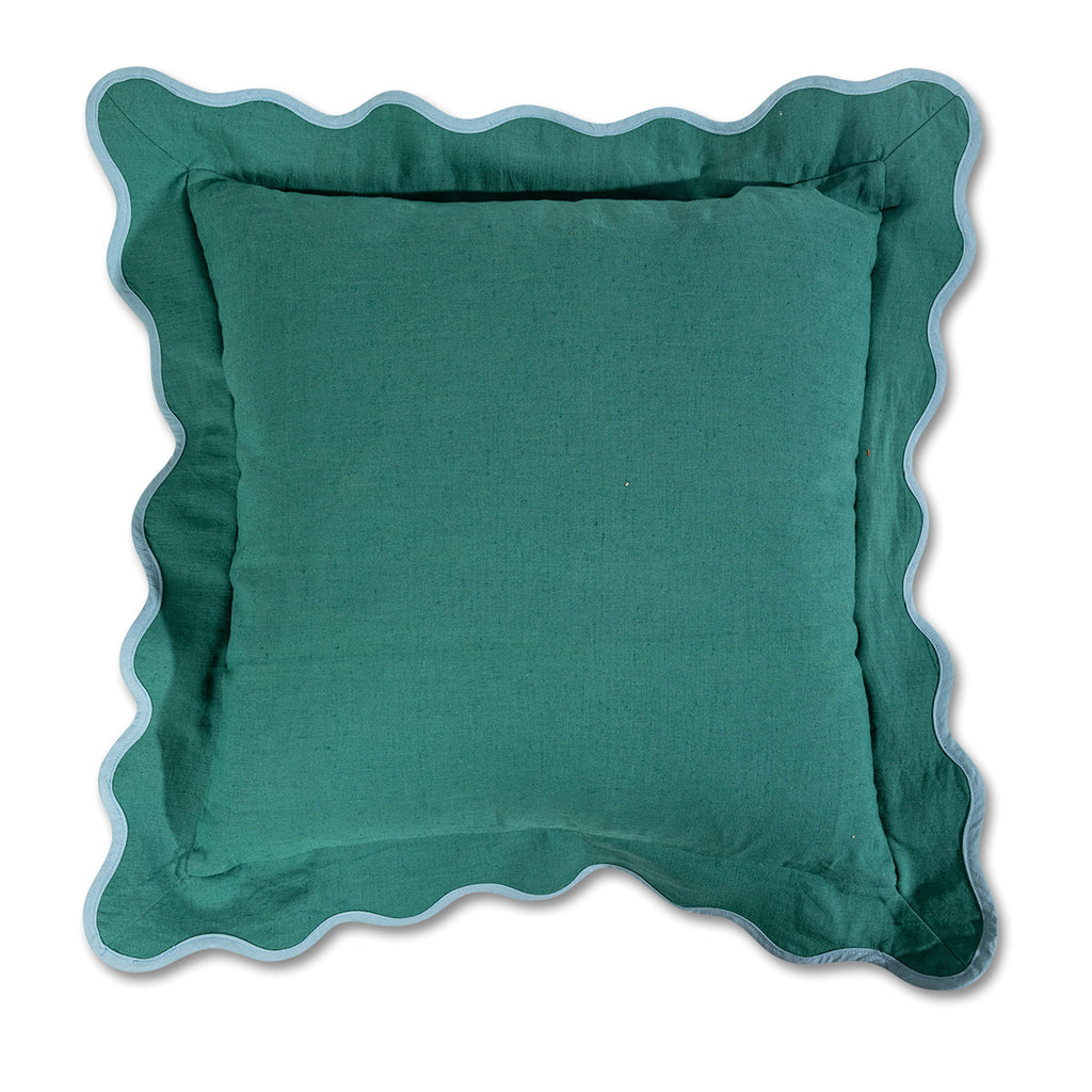 Darcy Linen Pillow in Green + Aqua - The Well Appointed House