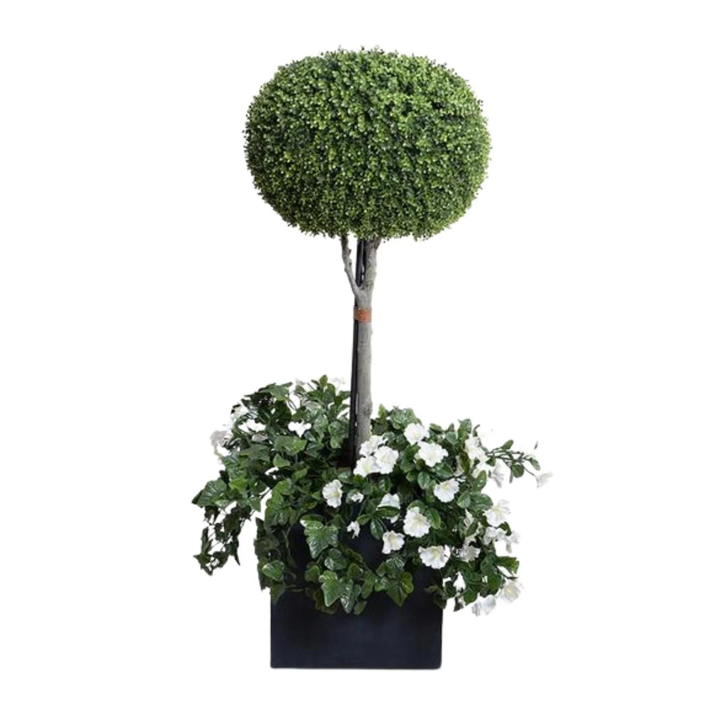 26" Faux Boxwood Pumpkin Topiary in Fiberglass Pot - Florals & Greenery - The Well Appointed House