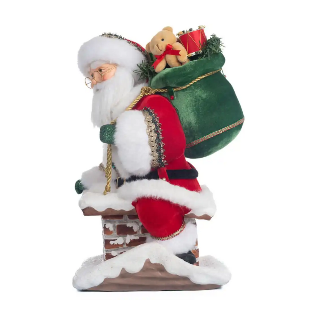 Santa Climbing Chimney Christmas Tree Topper - The Well Appointed House