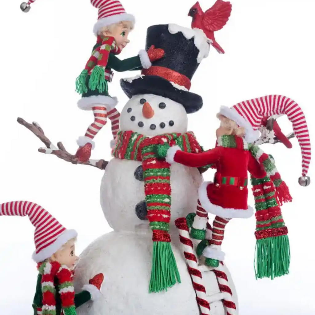 Peppermint Palace Elves and Snowman Christmas Decoration - The Well Appointed House