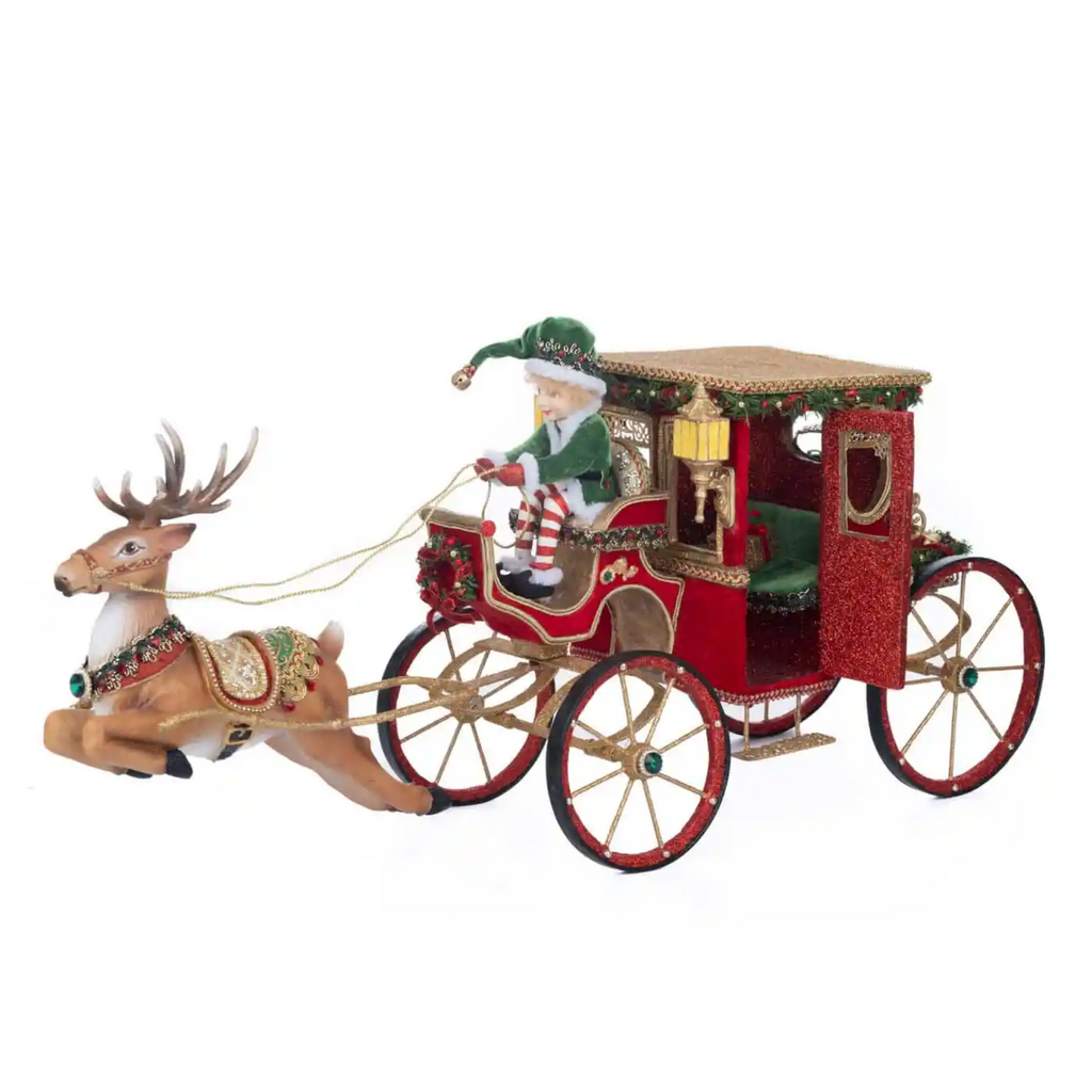 Christmas in the City Hansom Cab with Elf Driver Christmas Decoration - The Well Appointed House