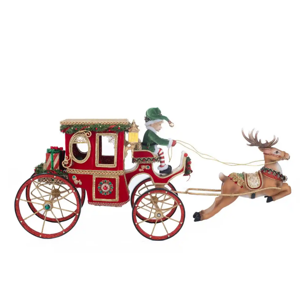 Christmas in the City Hansom Cab with Elf Driver Christmas Decoration - The Well Appointed House