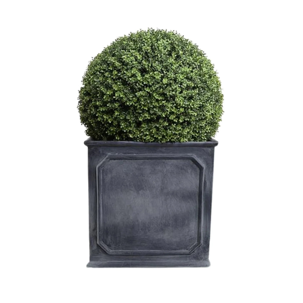 28" Faux Boxwood Ball in Square Planter - Florals & Greenery - The Well Appointed House