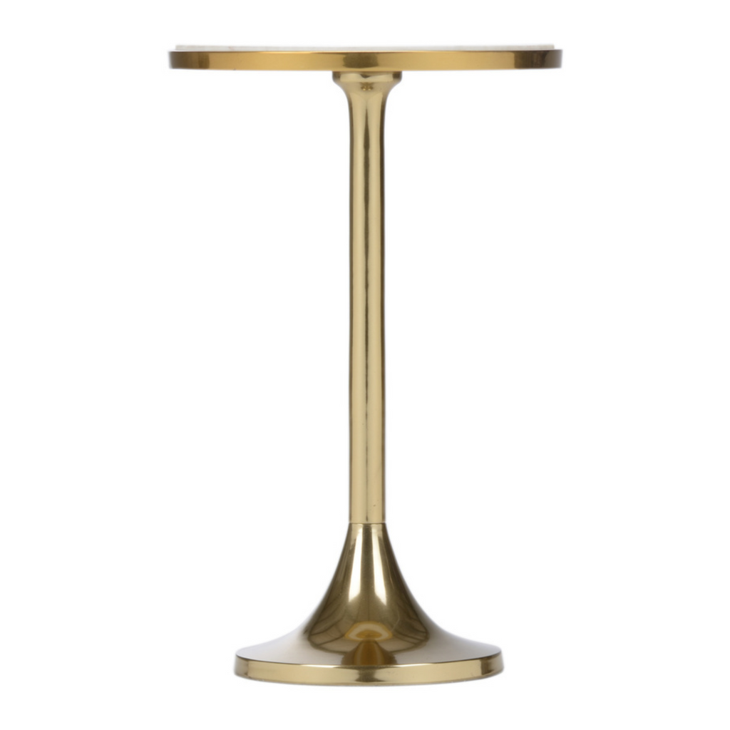 Mariah Marble Side Table with Polished Brass - The Well Appointed House