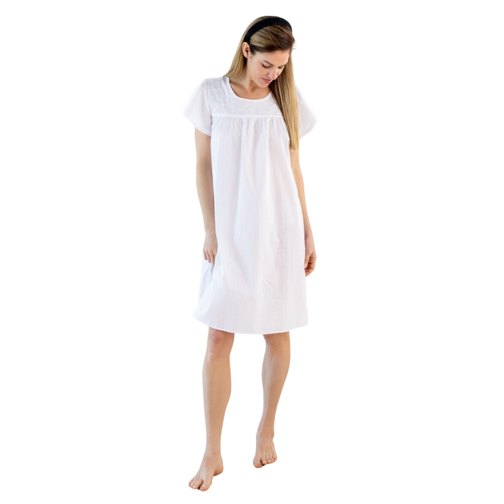 Celeste White Cotton Nightgown - The Well Appointed House