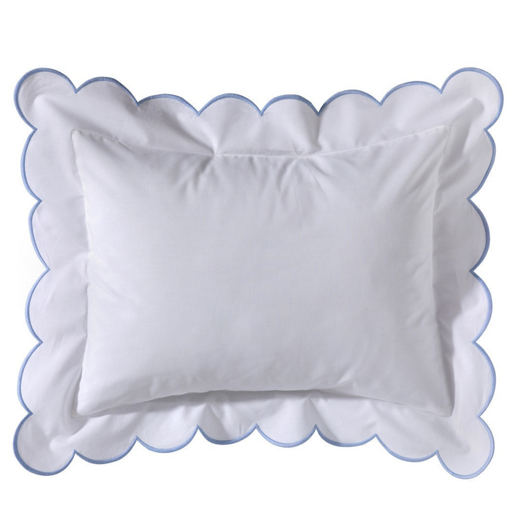 Boudoir Pillow Cover with Scalloped Flange in Duck Egg Blue - The Well Appointed House