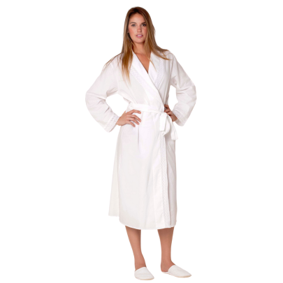 Bathrobe in White Cotton & Long Sleeve - The Well Appointed House