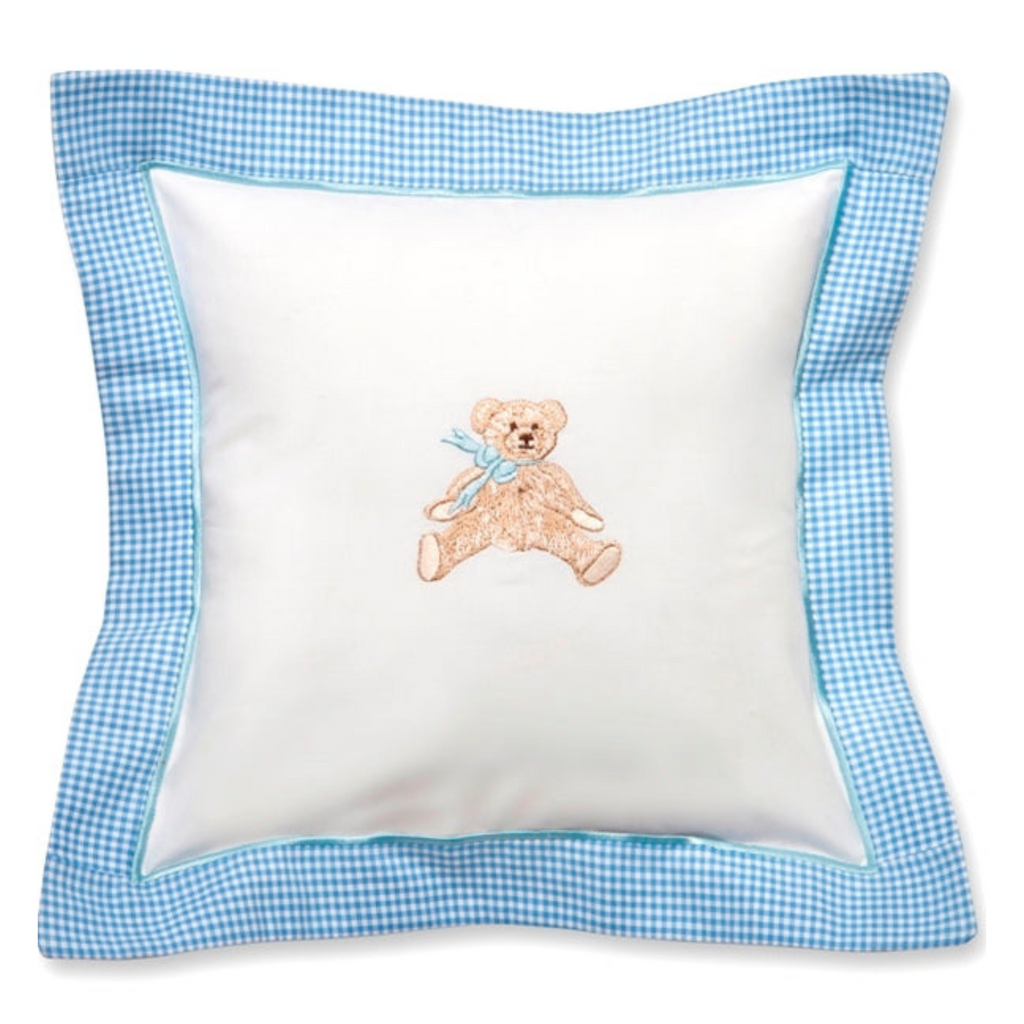 Baby Pillow Cover in Bow Teddy Blue - The Well Appointed House