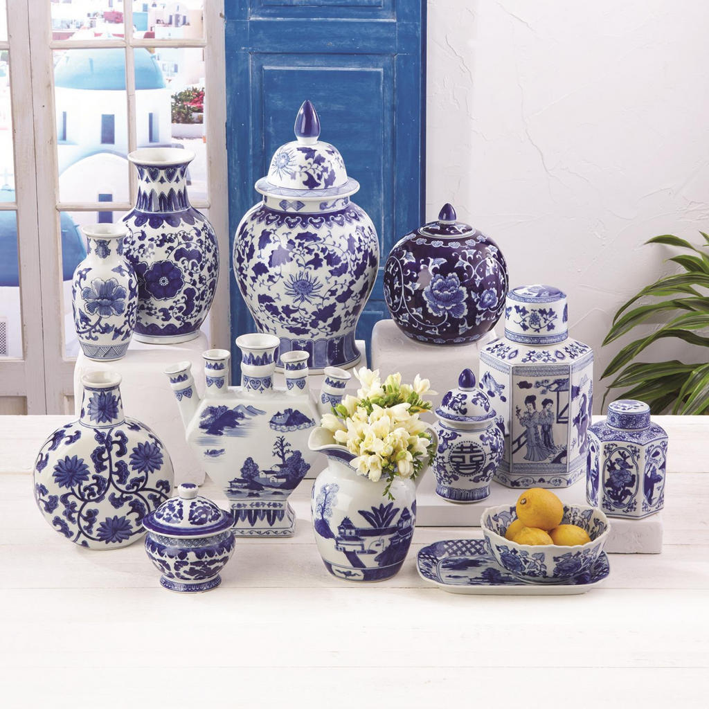 22 Piece Blue and White Porcelain Vase Collection - The Well Appointed House