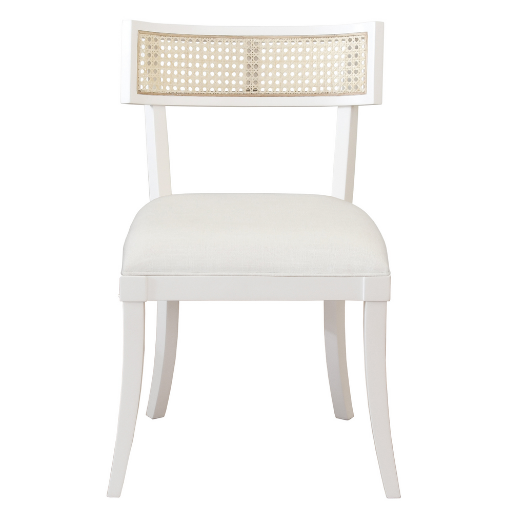 Britta Dining Chair with Cane Detail in Matte White Lacquer - Dining Chairs - The Well Appointed House