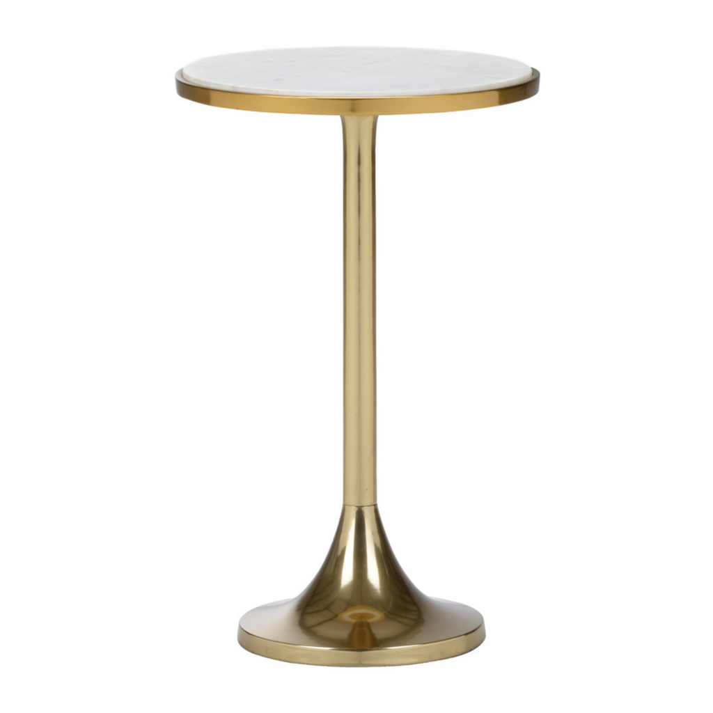 Mariah Marble Side Table with Polished Brass - The Well Appointed House
