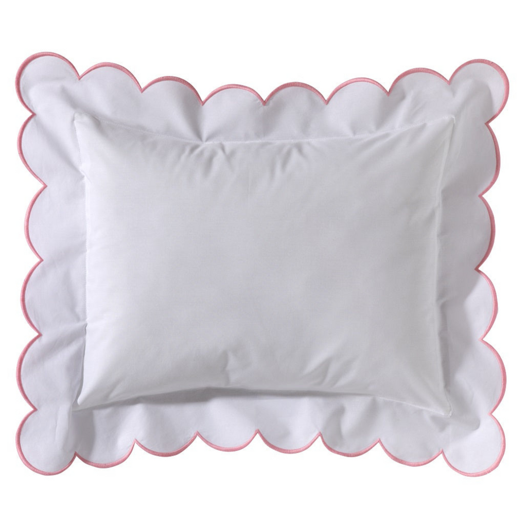 Boudoir Pillow Cover with Scalloped Flange in Pink - The Well Appointed House