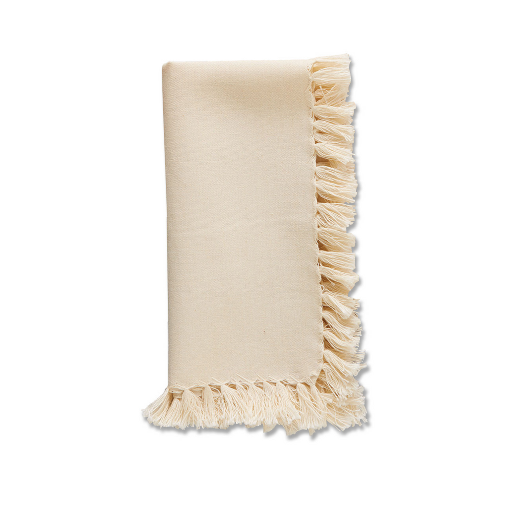 Set of Four Essential Ecru Fringed Napkins - The Well Appointed House