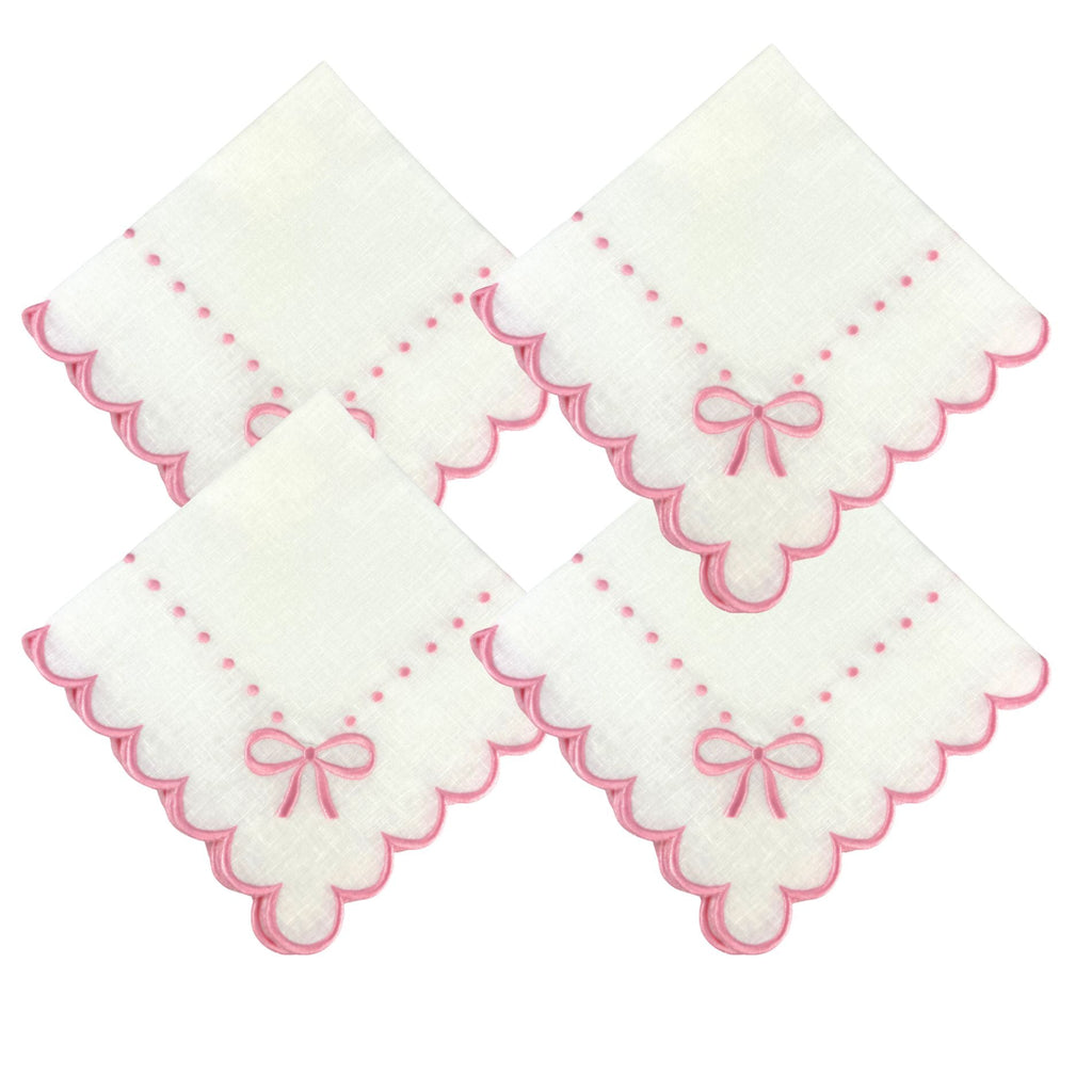 Studio Collection Juliet Bows Napkins in Linen White/Pink - The Well Appointed House