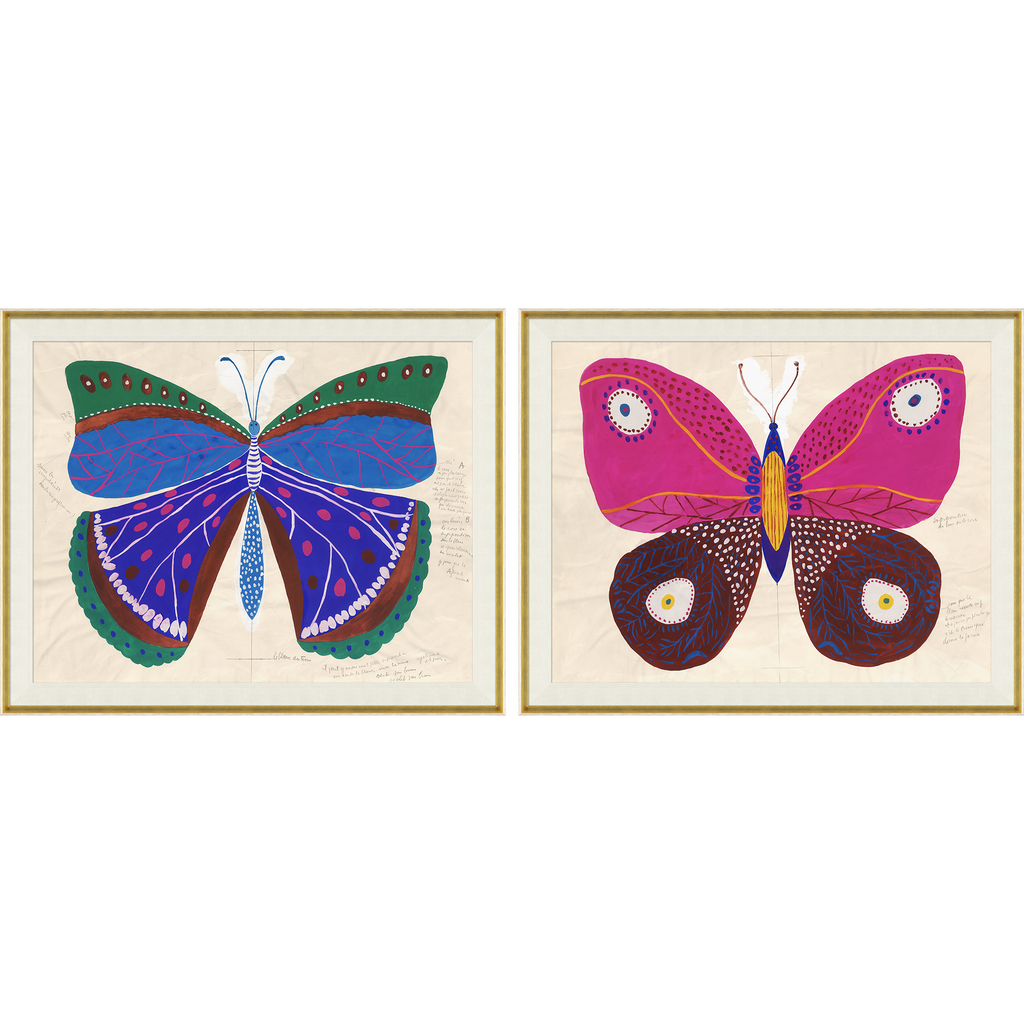 Paule Marrot Blue & Pink Butterflies (Var. 2) - The Well Appointed House