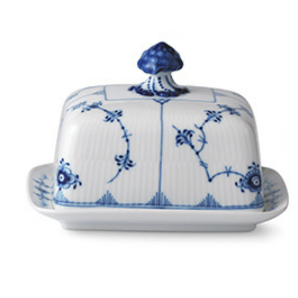 Blue Fluted Plain Butter Dish 42CL - Well Appointed House