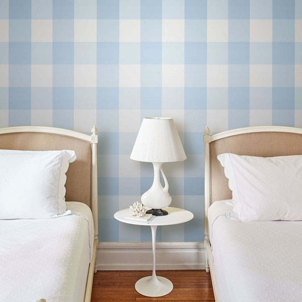 Willa Large Check Chambray Wallpaper - The Well Appointed House