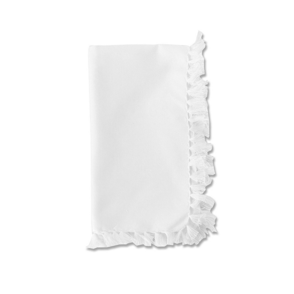 Set of Four Essential White Fringed Napkins - The Well Appointed House