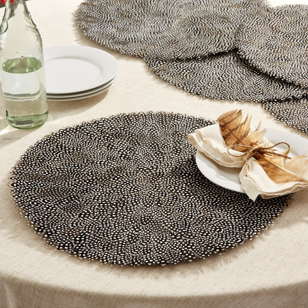 Set of 6 Guinea Fowl Feather Placemats - The Well Appointed House