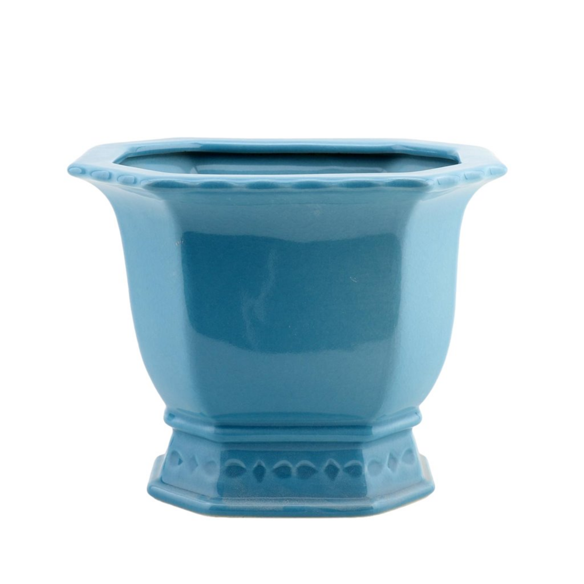 small teal plant pot Small Sky Blue Porcelain Octagonal Footed Planter – The Well Appointed House