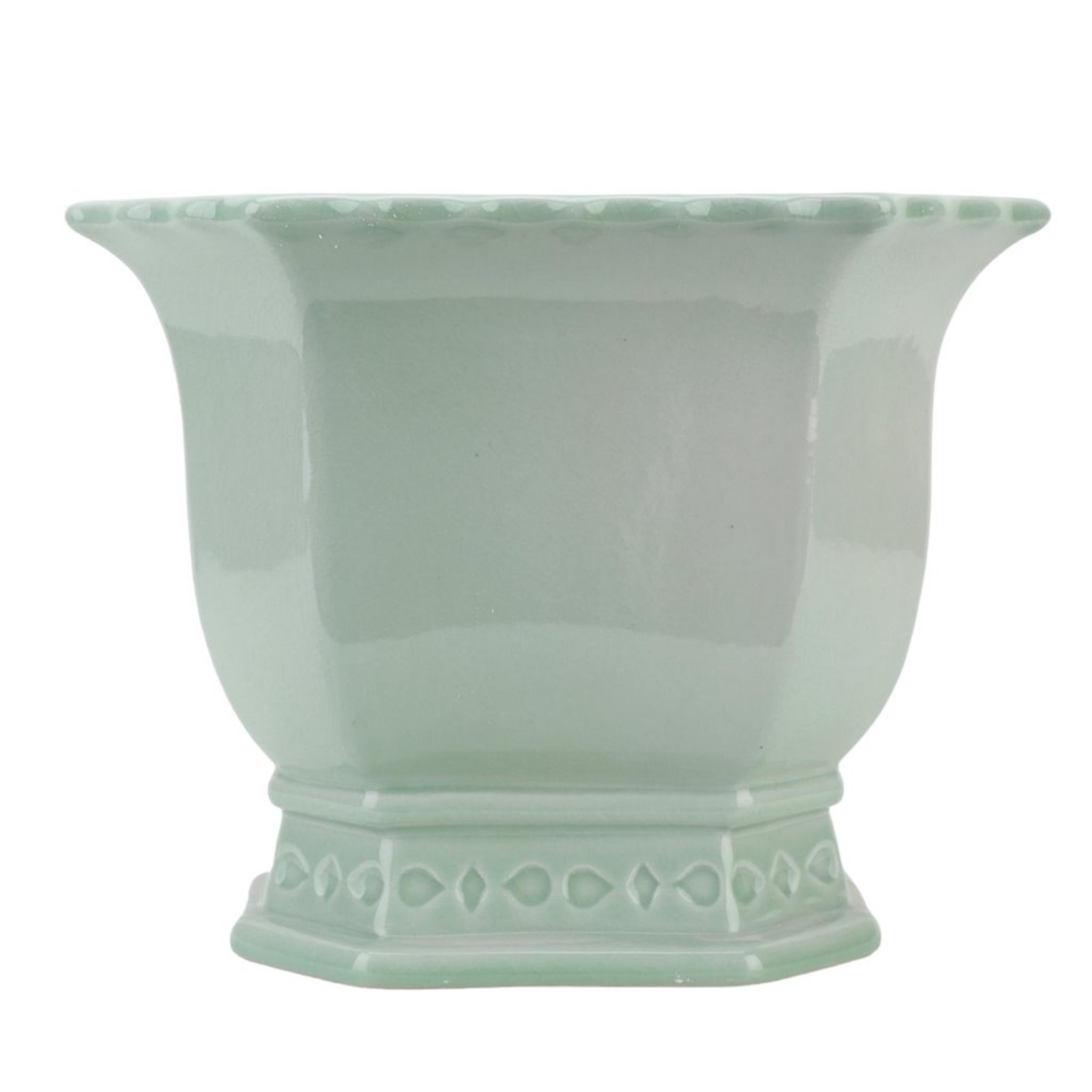 footed planter pot Large Light Green Porcelain Octagonal Footed Planter – The Well Appointed House