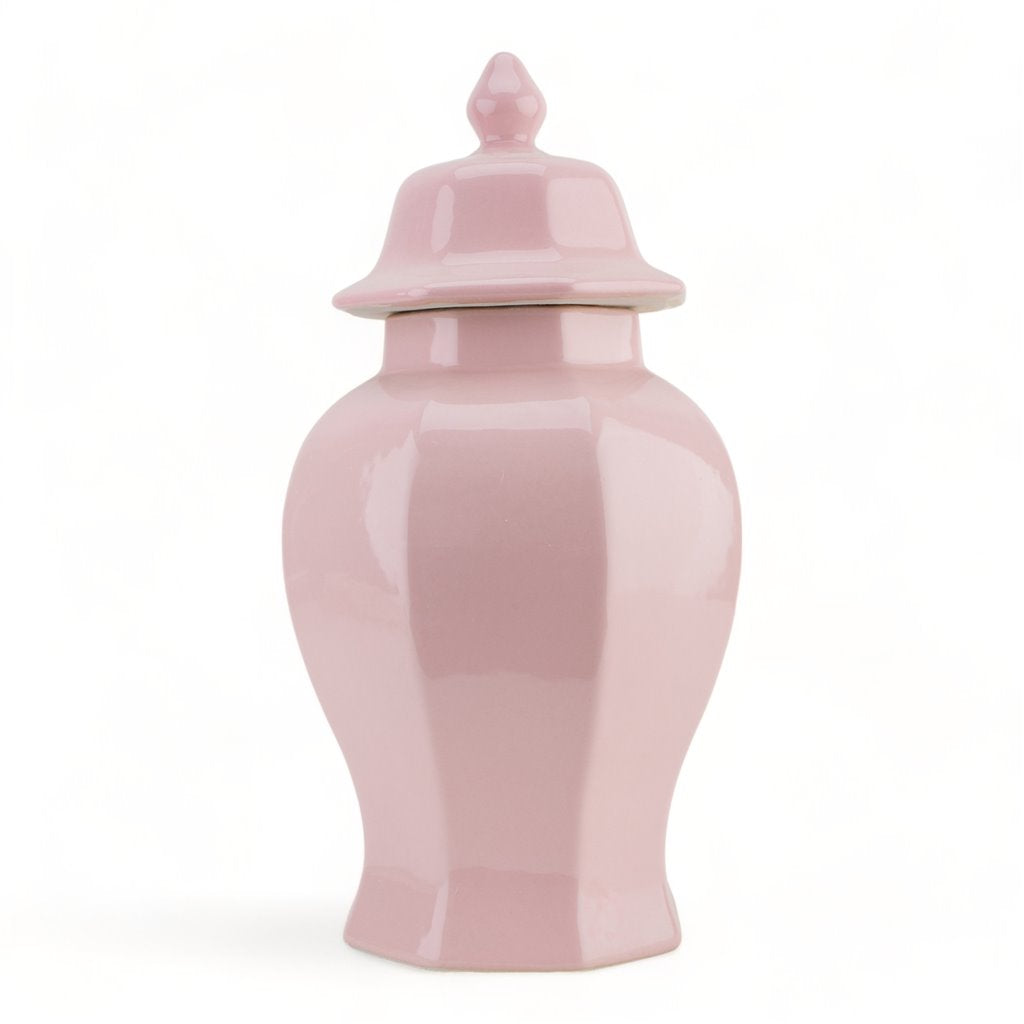 Pink Octagonal Lidded Mantel Jar - The Well Appointed House