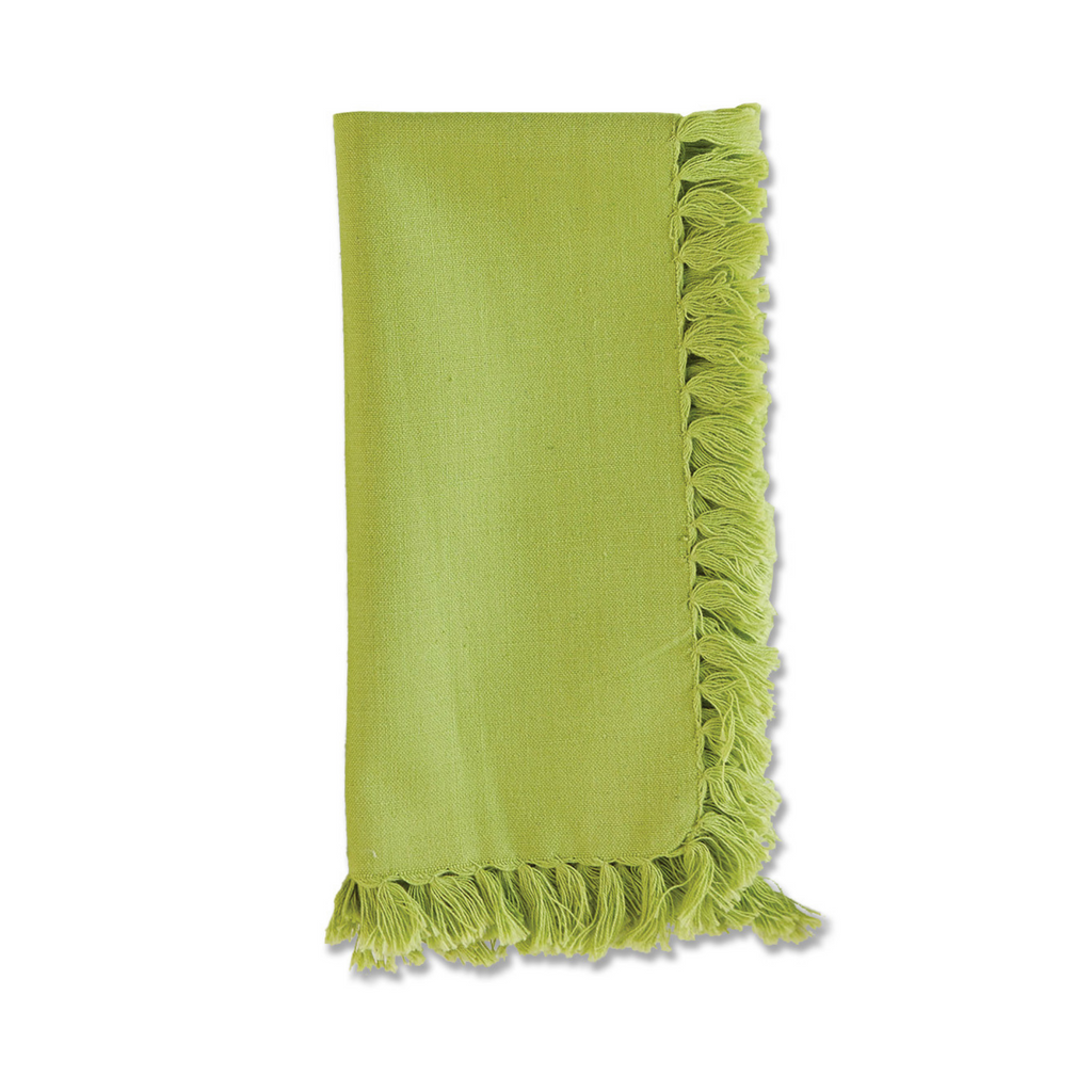 Set of Four Essential Light Green Fringed Napkins - The Well Appointed House