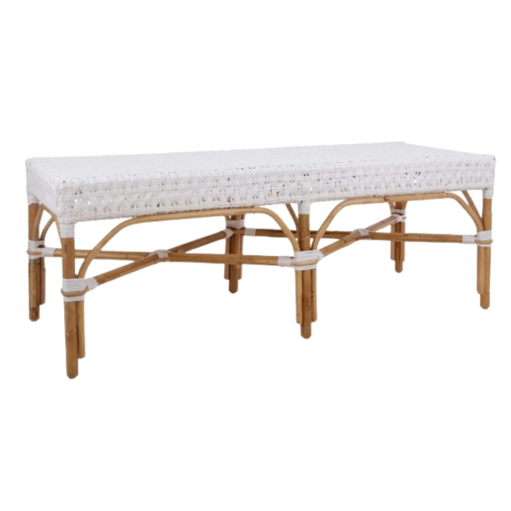 54" White Bistro Style Bench in Star Pattern - Ottomans, Benches & Stools - The Well Appointed House