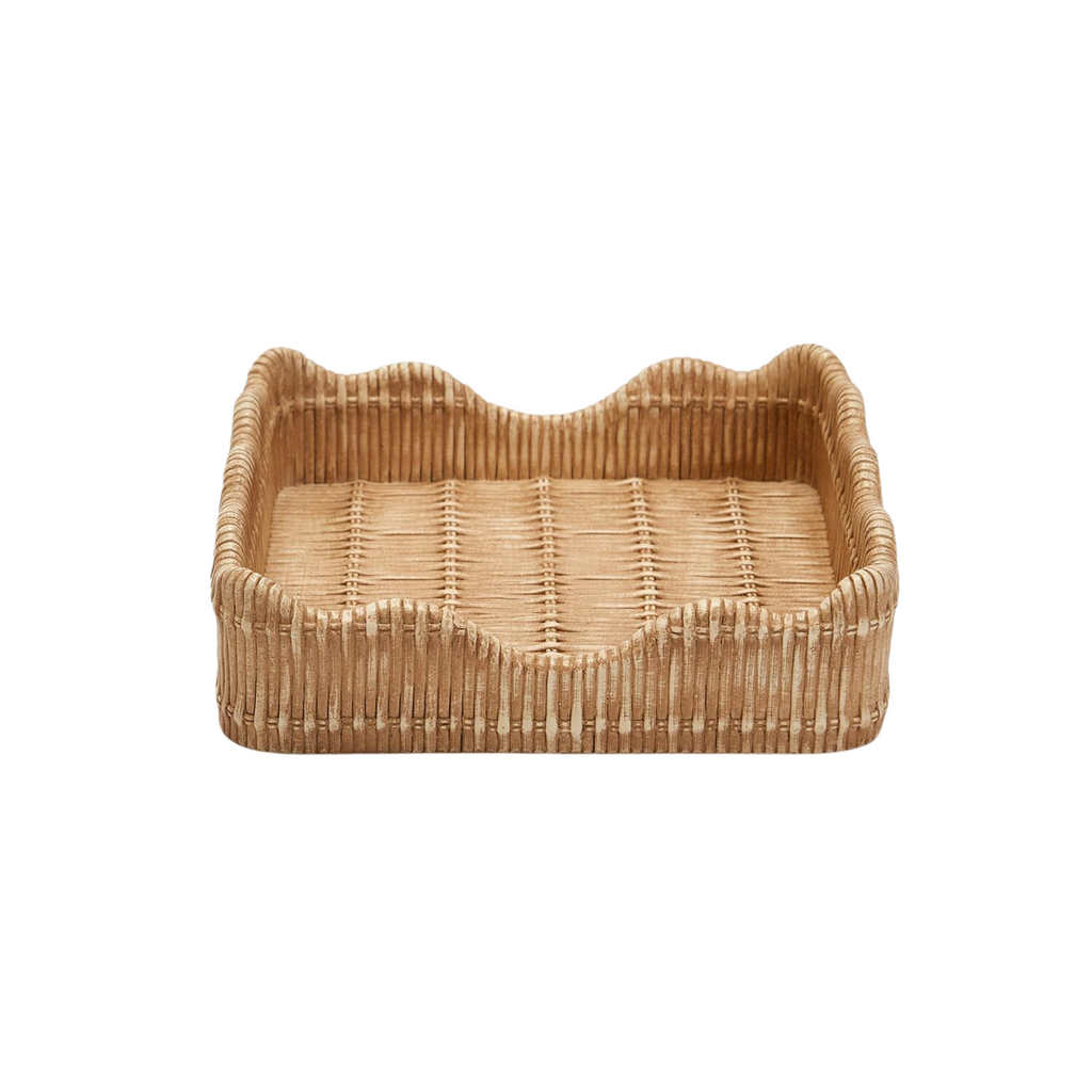Scalloped Edge Basket Weave Pattern Dinner Napkin Holder - The Well Appointed House