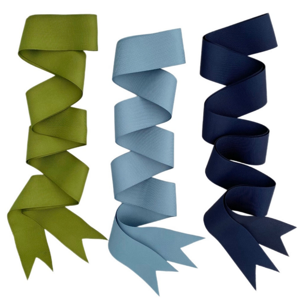 Olive, French Blue & Navy Long Grosgrain Ribbon Pack - The Well Appointed House