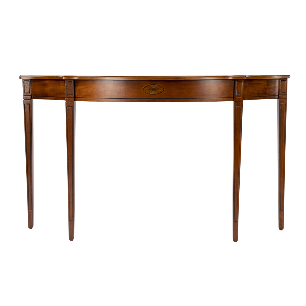 54" Traditional Demilune Console Table in Medium Brown - The Well Appointed House