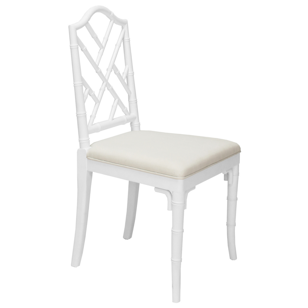Chippendale Style Bamboo Dining Chair in White Lacquer - Dining Chairs - The Well Appointed House