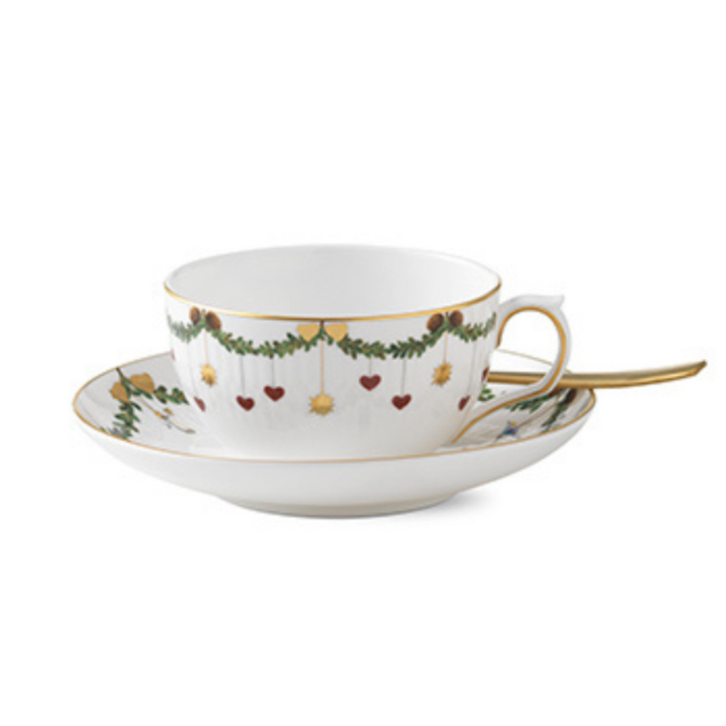 Star Fluted Christmas Cup and Saucer 32CL