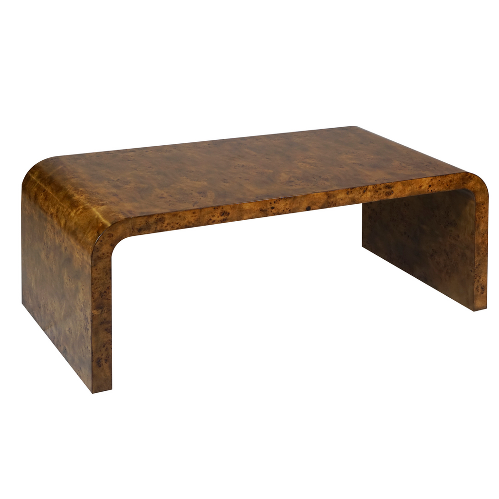 Dark Burlwood Waterfall Coffee Table - Coffee Tables - The Well Appointed House