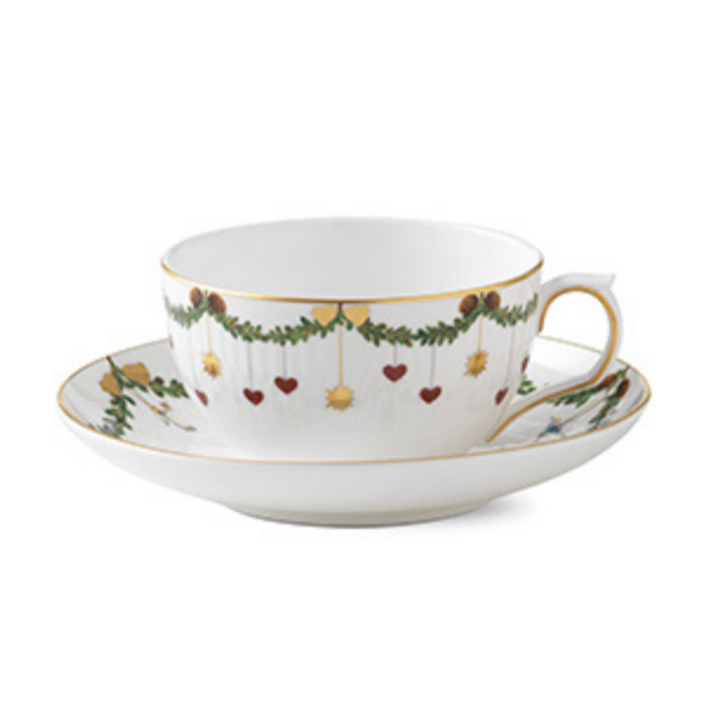 Star Fluted Christmas Cup and Saucer 32CL