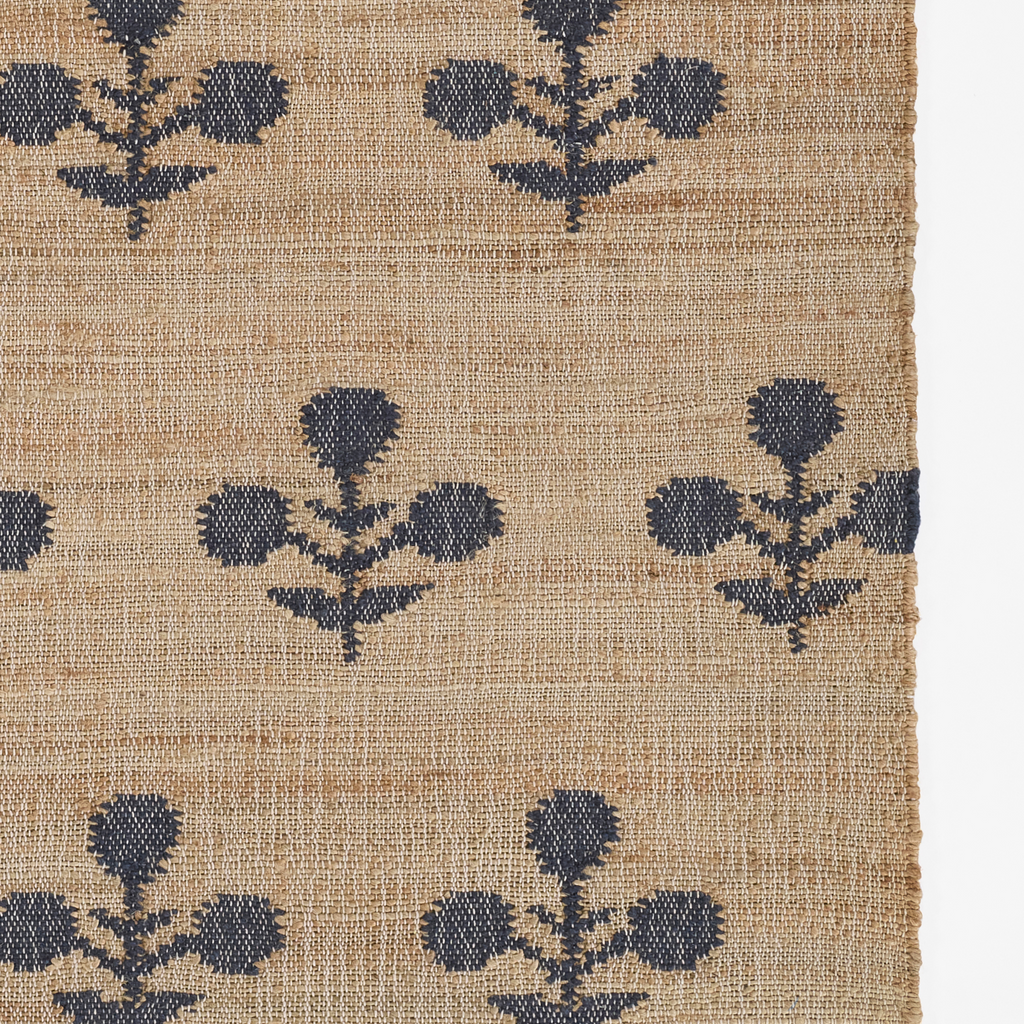 Orchard Bloom Blue Hand Woven Wool and Jute Area Rug - The Well Appointed House